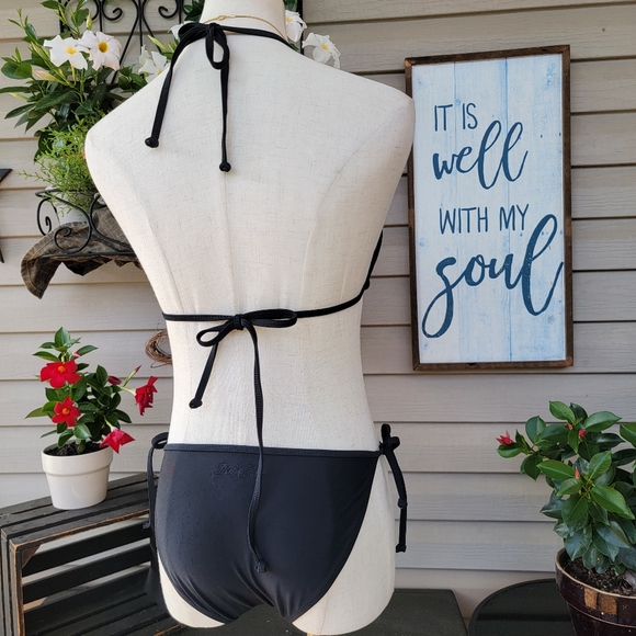 BODY GLOVE ♡ Sweet Cute 'n Sexy Black 2pc String Slidder Bikini Swimsuit M/M - Picture 8 of 17